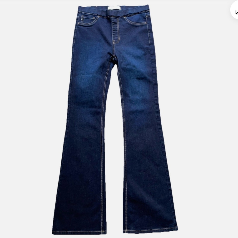 Y2K KanCan Womens Flare Jeans 9/28 Pull-on Comfort Stretch Dark Wash